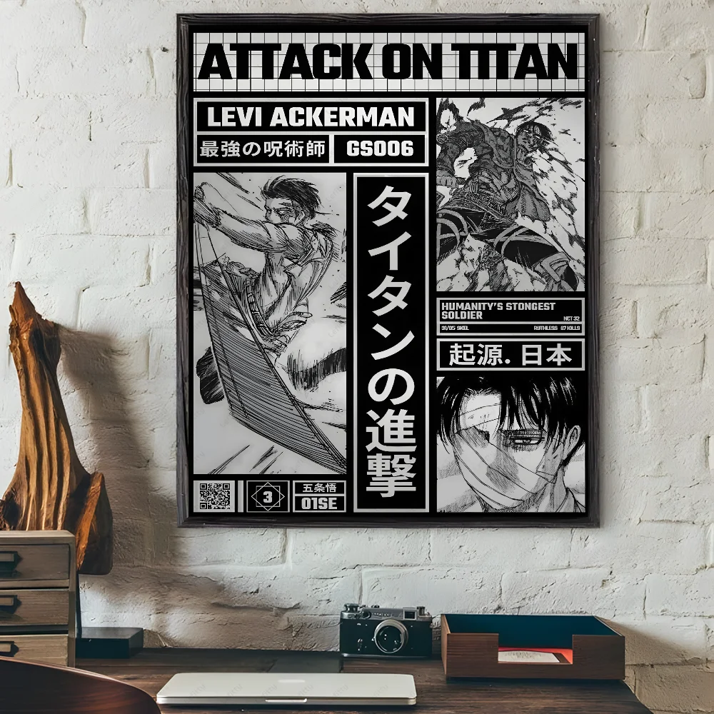 A-Attack On Japanese Manga T-Titan Poster Sticky Wall Art Printing Waterproof Home Living Bed Room Bar Hallway Aesthetic Decor