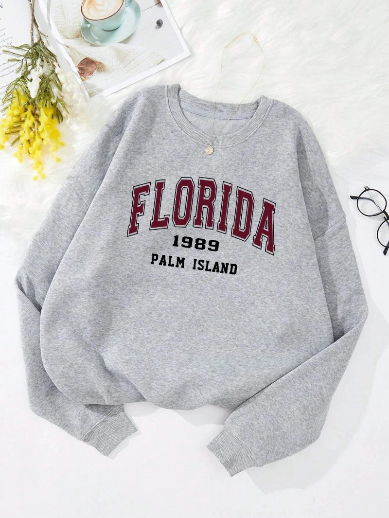 Fashion Woman Sweatshirts New York Brooklyn Letter Prints Pullovers Casual Crewneck Oversize Hoodies Fleece Warm Female Clothes