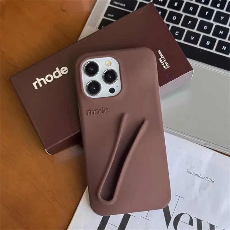Lipstick Soft Silicone DIY Rhode Phone Case For iPhone 16 15 14 13 12 11 Pro Max Plus Portable Lip Gloss Holder Ins Hot Cover