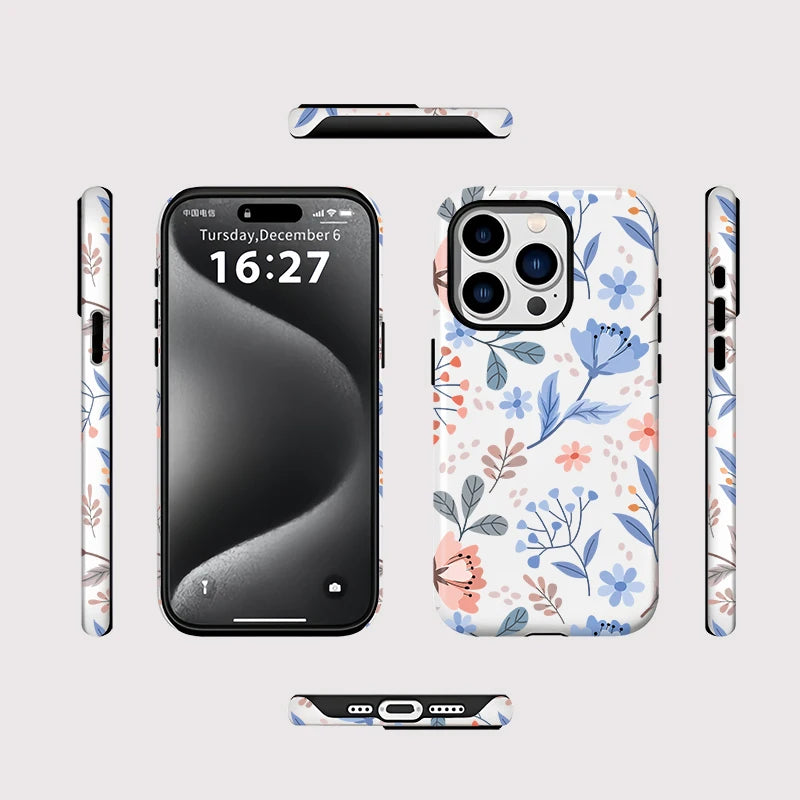 Luxury Shockproof Magnetic For Magsafe Phone Case for iphone 16 Pro Max 15 Pro 14 13 12 11 Wireless Charging PC Flower Cover