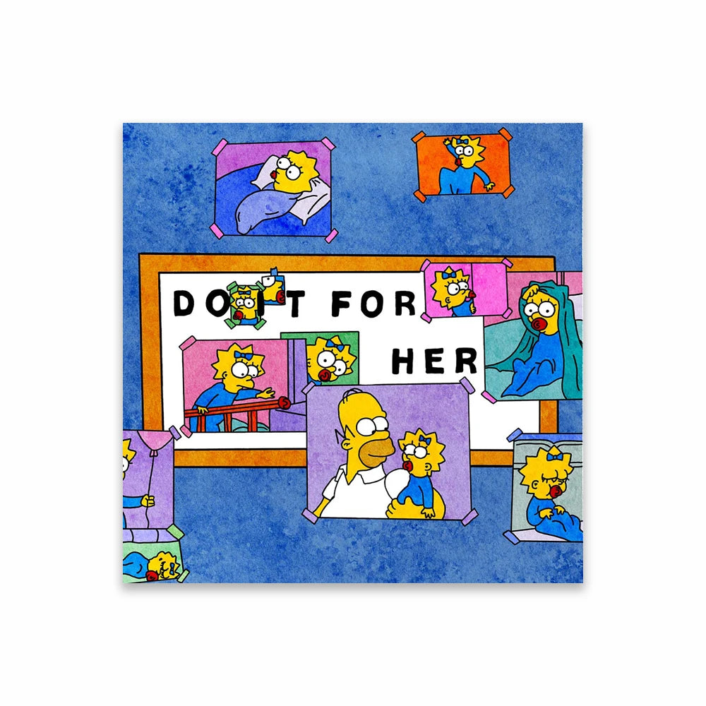 The Simpsons Poster Disney Watercolor Illustration Print Wall Art Prints Cartoon Family Love Canvas Painting Kids Bedroom Decor