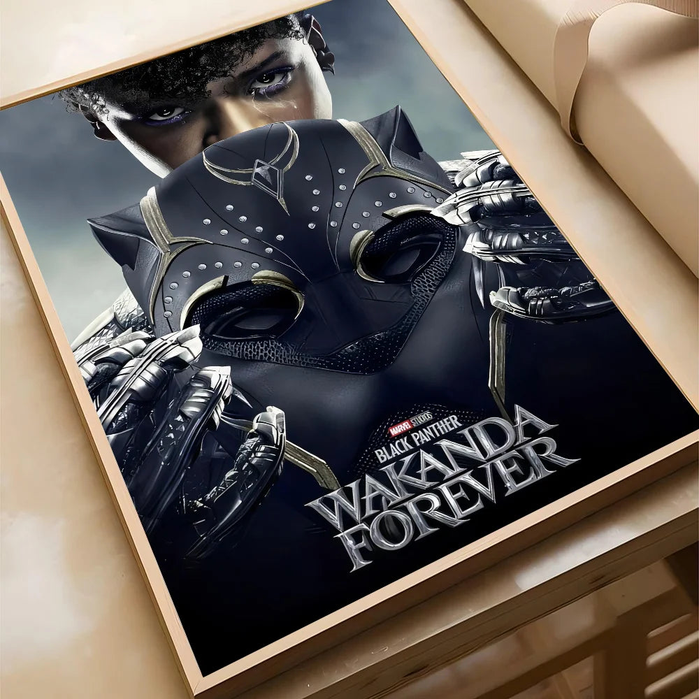 S-Superhero W-Wakanda Forever Poster Self-adhesive Art Waterproof Paper Sticker Coffee House Bar Room Wall Decor