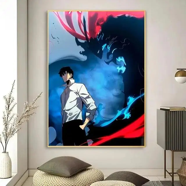 Solo Leveling Anime Canvas Wall Art  HD Kawaii Cat  Cars Poster for Game Room Decor Gifts and Wall Murals