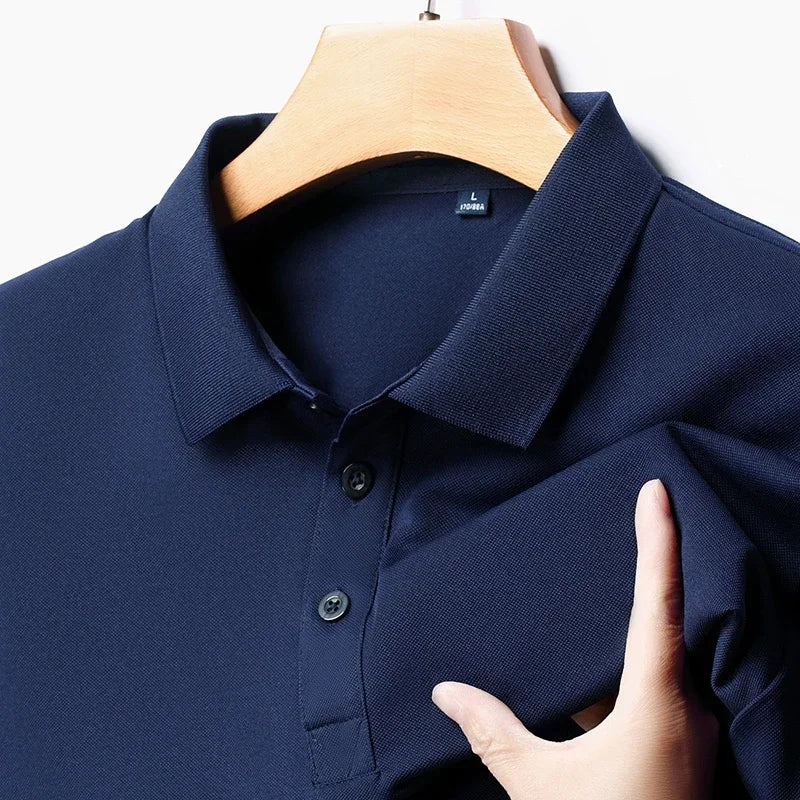 New Men's Fashion Solid Short Sleeved Polo Shirt Summer Breathable Comfortable Top