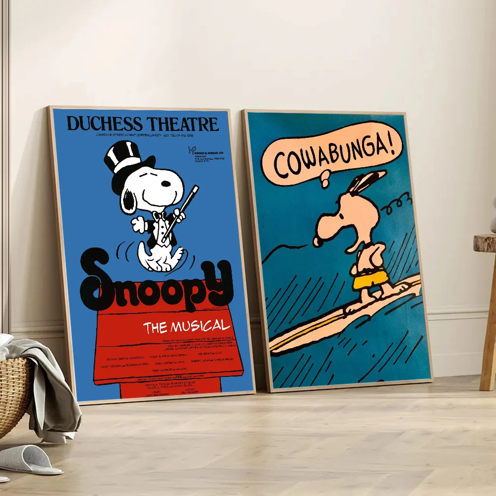 Kawaii Cartoon Comics S-Snoopy Poster Sticky HD Quality Wall Art Retro Posters for Home Kawaii Room Decor