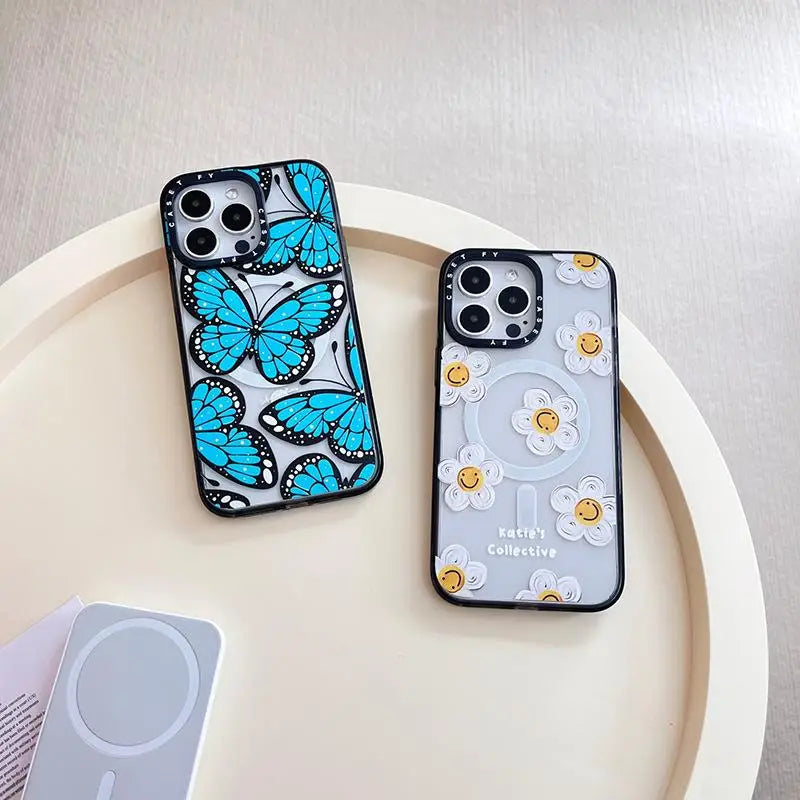 Art Oil Painting Daisy Suitable for Apple iPhone 16 ProMax Magnetic Phone Case 13 Trendy Brand 14/15plus