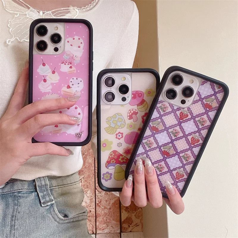 Wildflower 3D Wonderland Rabbit Phone Case for iPhone 16 15 14 13 12 Pro Max Plus 15plus Gemstone WF metal Logo Cover Funda