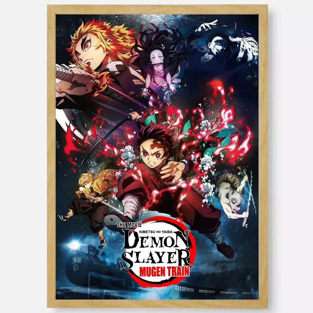 D-Demon Slayer Anime Poster HD art sticky wall waterproof home living room bedroom bar aesthetic decoration