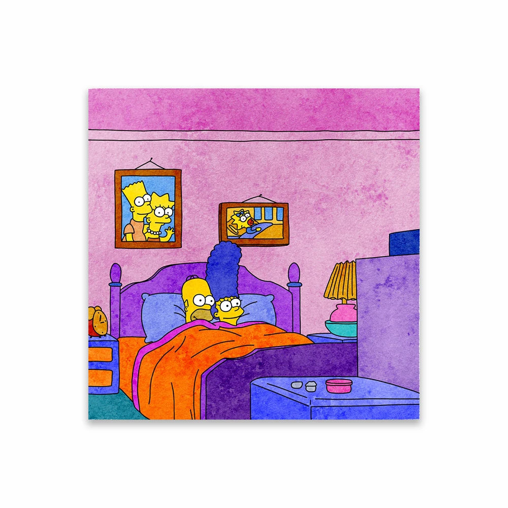 The Simpsons Poster Disney Watercolor Illustration Print Wall Art Prints Cartoon Family Love Canvas Painting Kids Bedroom Decor