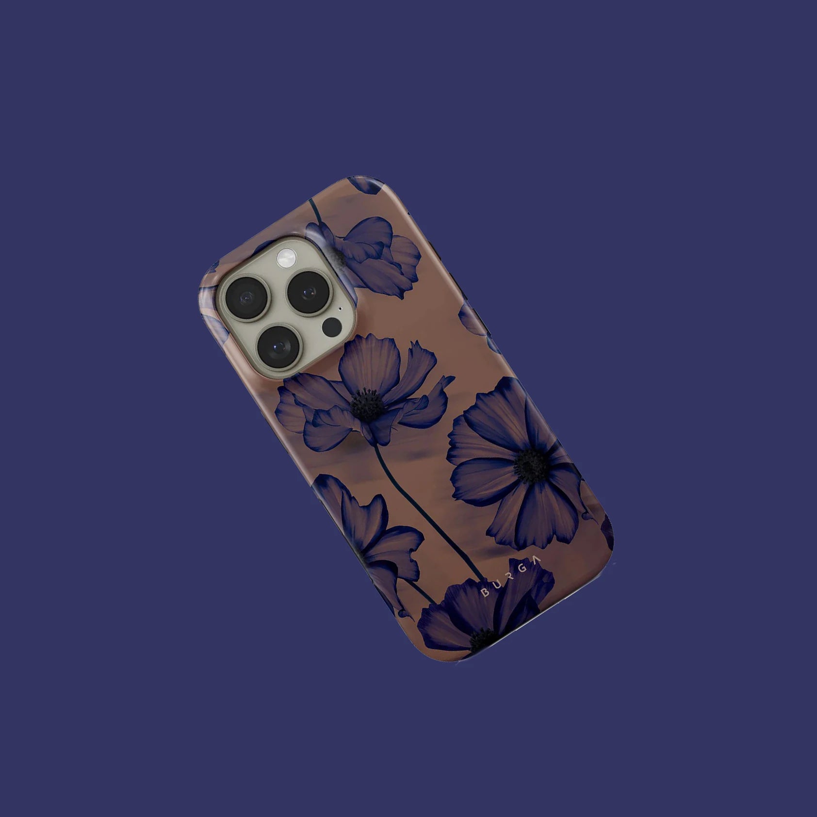 Dark Blue Lotus BURGA Phone Case for iPhone 16 15 14 13 12 11 X XS XR XSMAX 7 8 Pro Max Plus Luxury Double-layer Back Cover
