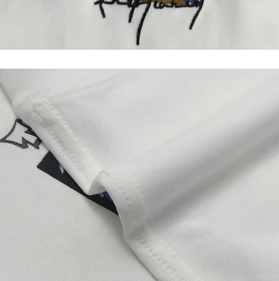 Embroidered short sleeved T-shirt Men's 2025 New Summer trend Jigsaw print loose Tee Casual versatile tops clothing