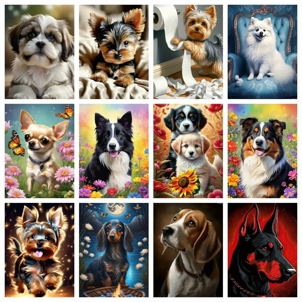 Diamond Art Painting Dog Animal 30X40cm Full Round Drill Picture Of Rhinestones Embroidery Wall Decor Cross Stitch