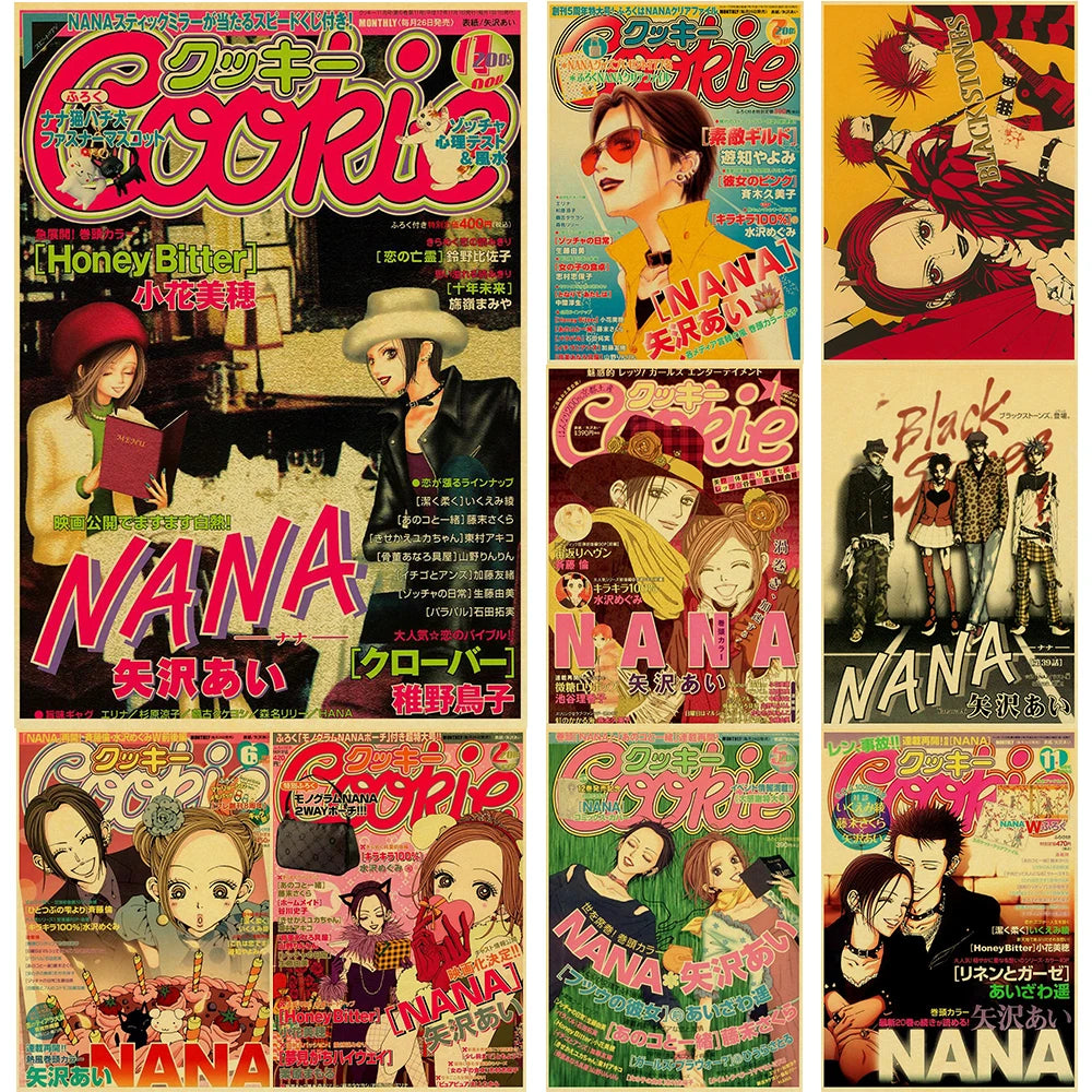 Hot Anime Posters NANA Retro Kraft Paper Sticker Poste 2021 Arrivals Bar Cafe Decor Nostalgia Gift Funny Prints Wall Paintings