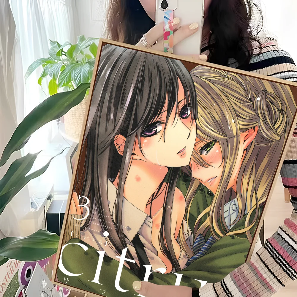 Japanese Anime Citrus Movie Sticky Posters Retro Kraft Paper Sticker DIY Room Bar Art Wall Painting