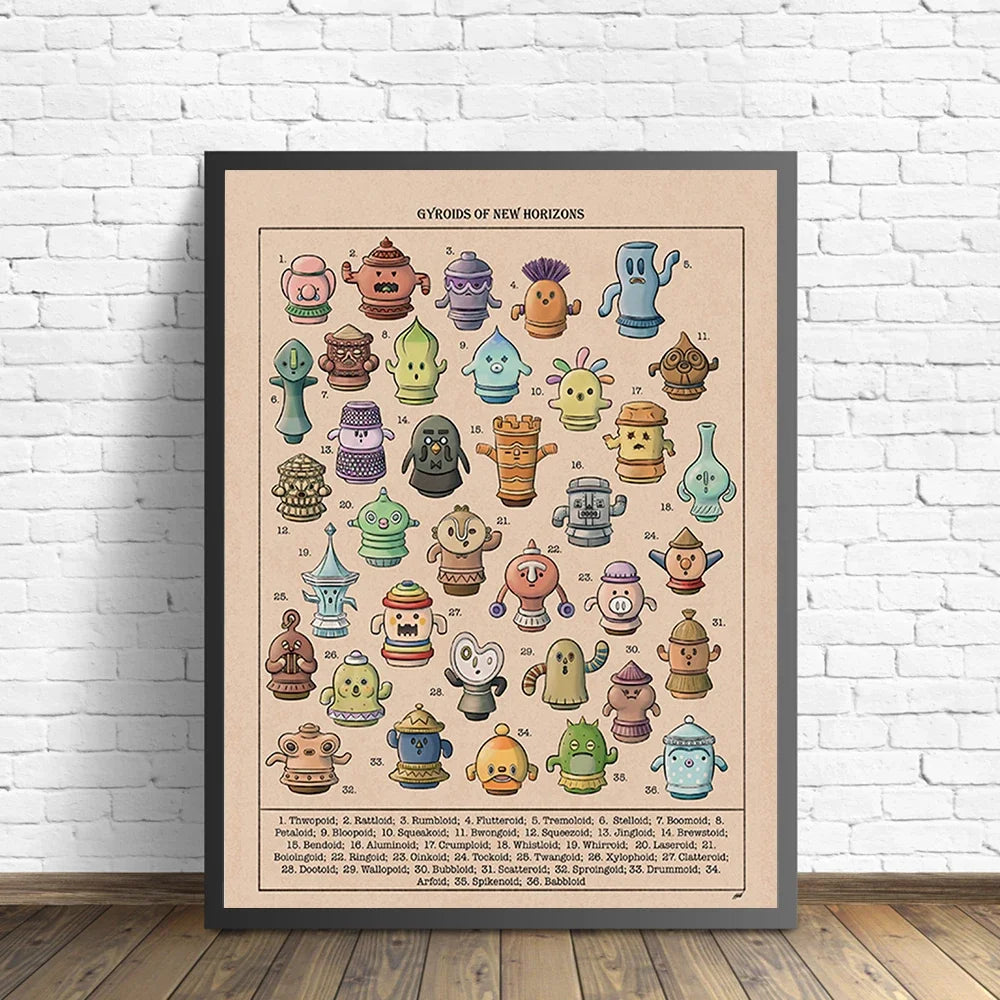 Animal Crossing New Horizons Botanical Poster Print Gyroids of New Horizons Canvas Painting Bedroom Home Room Wall Decoration