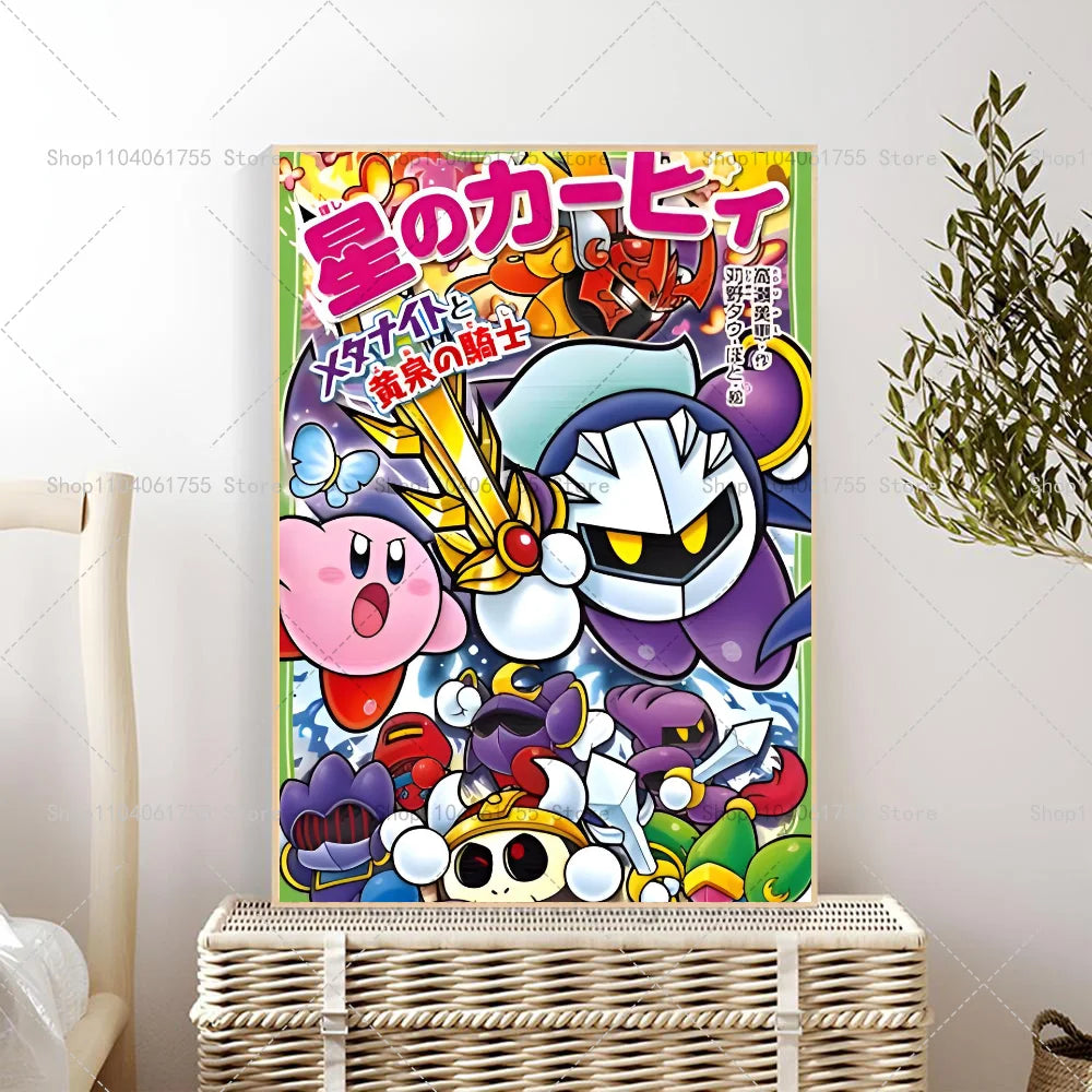1PC Cartoon Cute K-Kirby Poster Self-adhesive Art Waterproof Paper Sticker Coffee House Bar Room Wall Decor