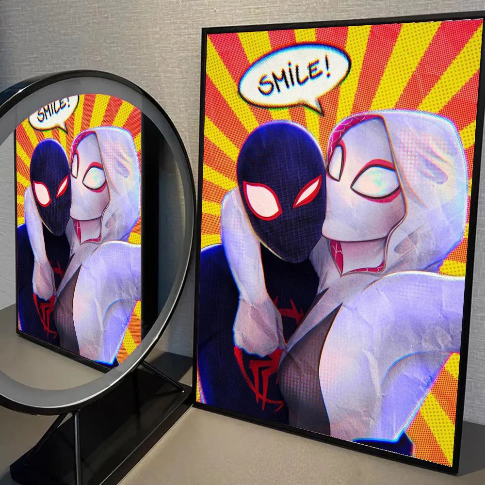 1pc D-Disney S-Spider Man Across The Spider Verse Poster Self-adhesive Art Waterproof Paper Sticker Wall Decor