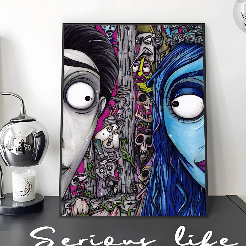 C-Corpse Bride Cartoon Movie Sticky Posters Retro Kraft Paper Sticker DIY Room Bar Cafe Aesthetic Art Wall Painting