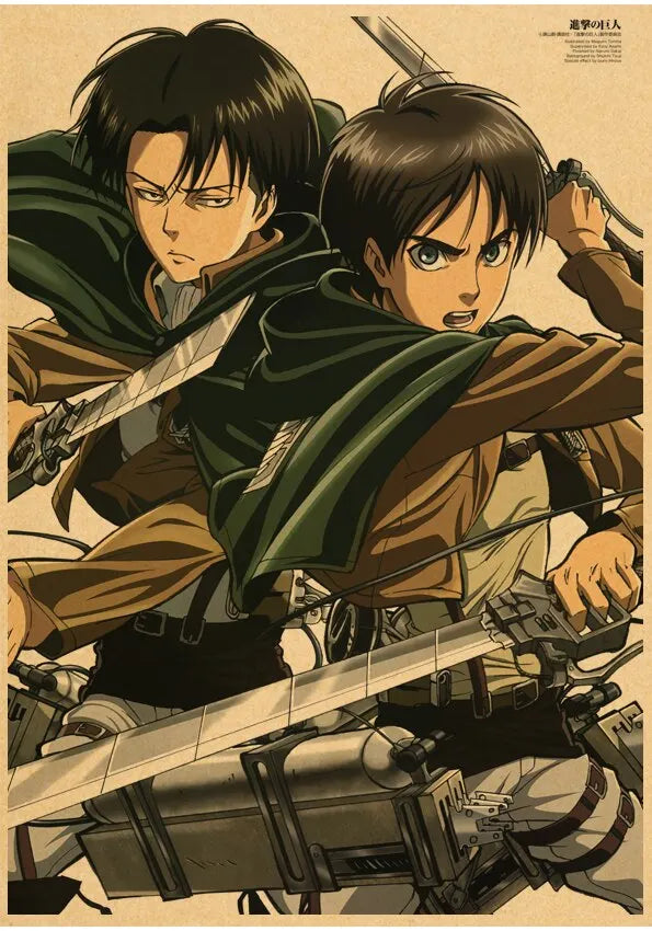 High Quality Vintage Japanese Anime Attack on Titan Retro Poster  Shingeki No Kyojin Kraft Paper Art Print Wall Sticker for Home