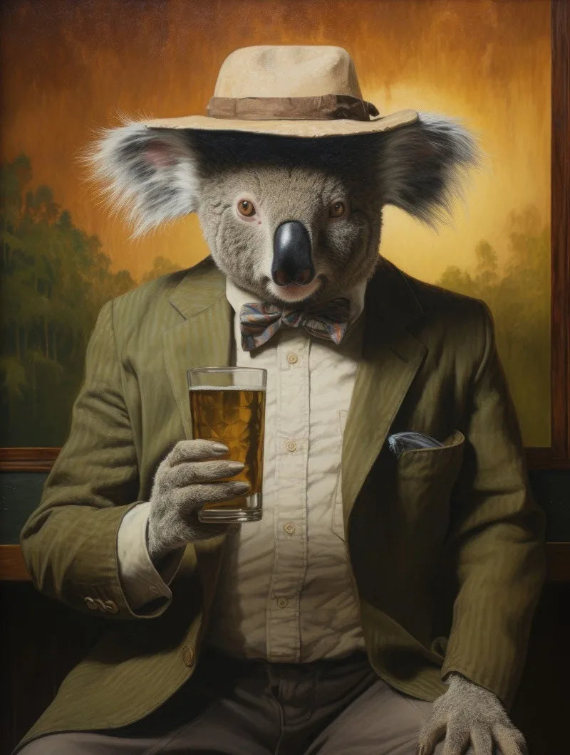 Funny Animals Drinking Beer Cat Koala Dog Poster Print Wall Art Pictures Canvas Painting Living Room Bedroom Home Decor Gift