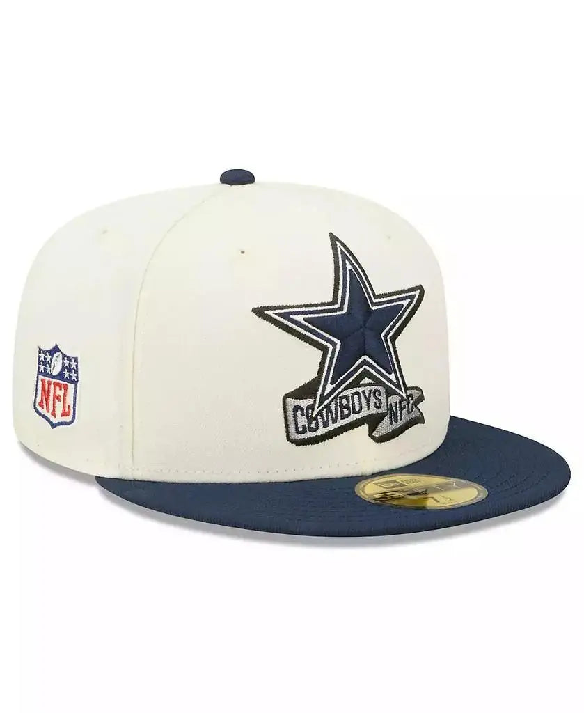 New Era | Men's Cream, Navy Dallas Cowboys 2022 Sideline 59FIFTY Fitted Hat