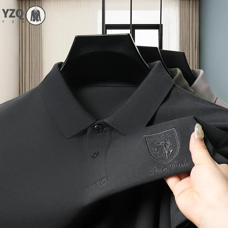 2024 Men's New Embroidered Cotton Business Leisure Short Sleeved POLO Shirt Fashion Short Sleeved Comfortable and Breathable Top