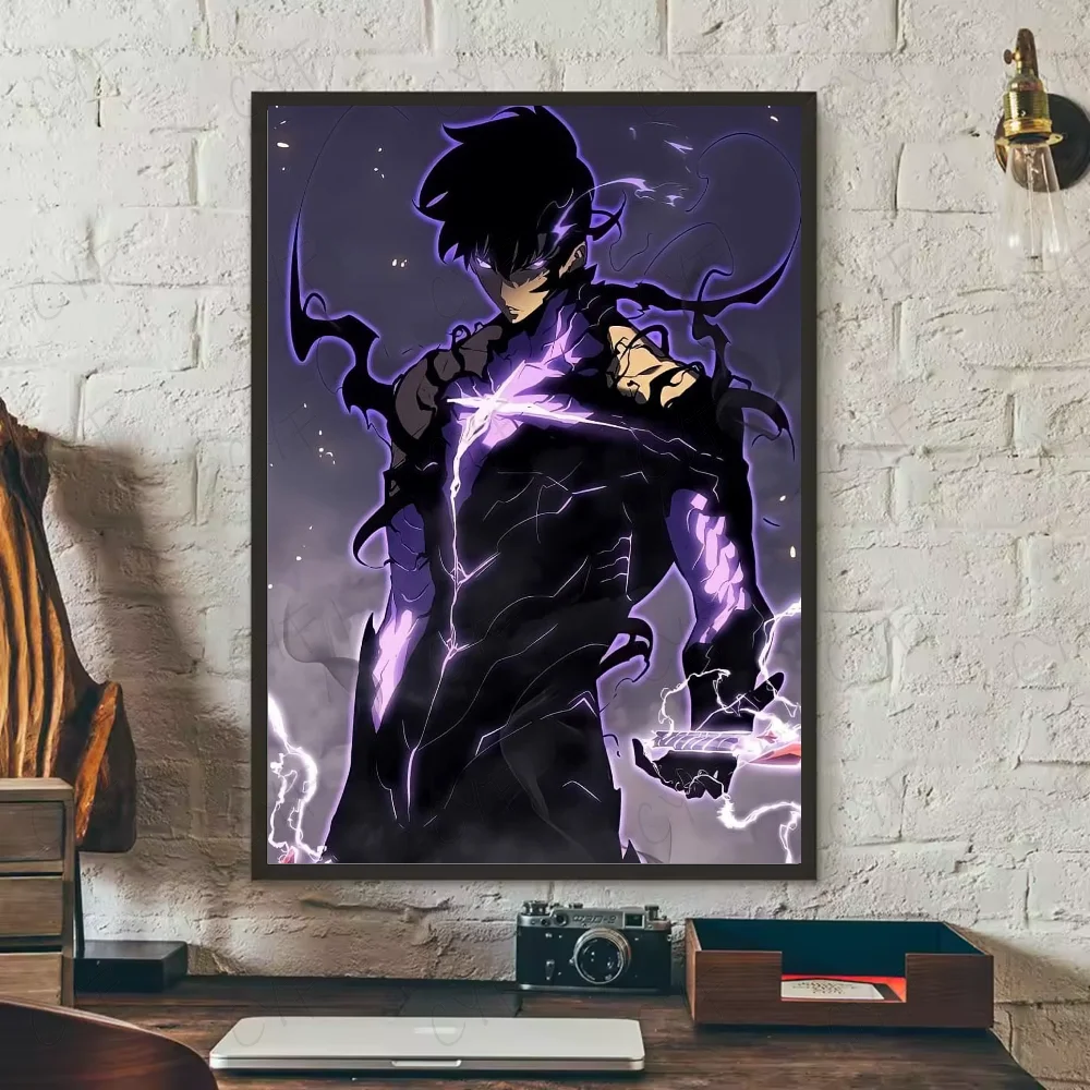 S-Solo Leveling Anime Poster HD art sticky wall waterproof home living room bedroom bar aesthetic decoration