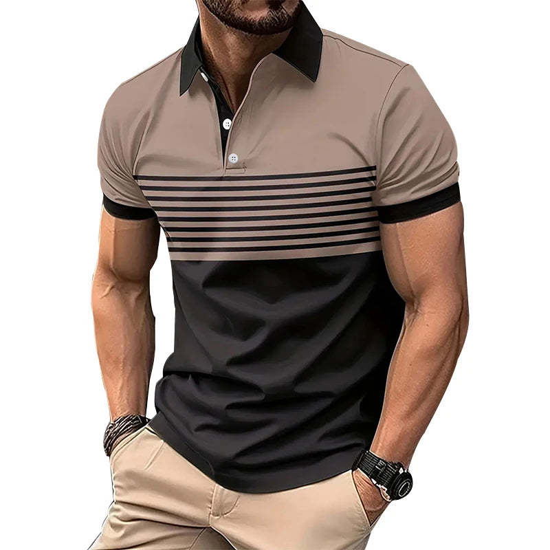 Summer Men's Fashion Item Short Sleeved Regular Edition Button Up Collar Polo Shirt Men's Business Top
