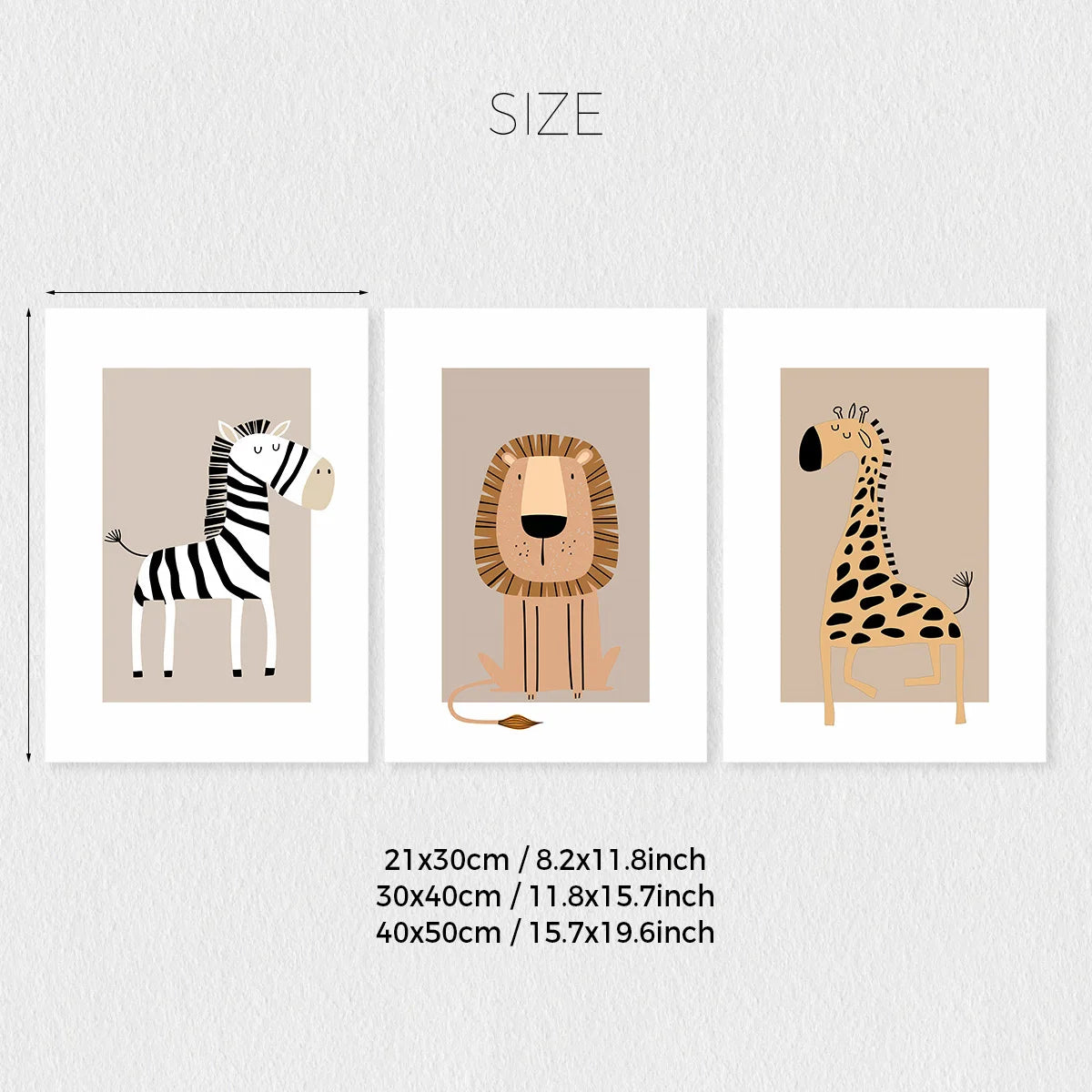 Set of 3 Bohemian Giraffe Toddler Mural Canvas, Zebra Forest Toddler Decoration, Interesting Lion Animal Printing Poster, Children's Forest Art Room, Toddler Printing, Toddler Decoration, Animal Toddler, Children's Room Decor