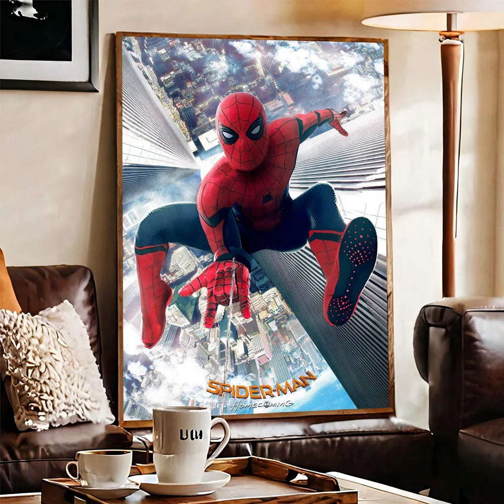 TOMY Spiderman Anime Posters Sticky HD Quality Wall Art Retro Posters For Home Room Wall Decor