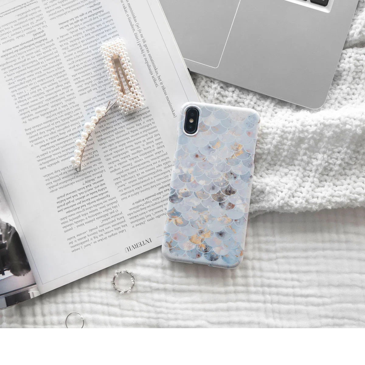 Mermaid Scales BURGA Phone Case for iPhone 16 15 14 13 12 11 X XS XR XSMAX 7 8 Pro Max Plus Luxury Double-layer Back Cover