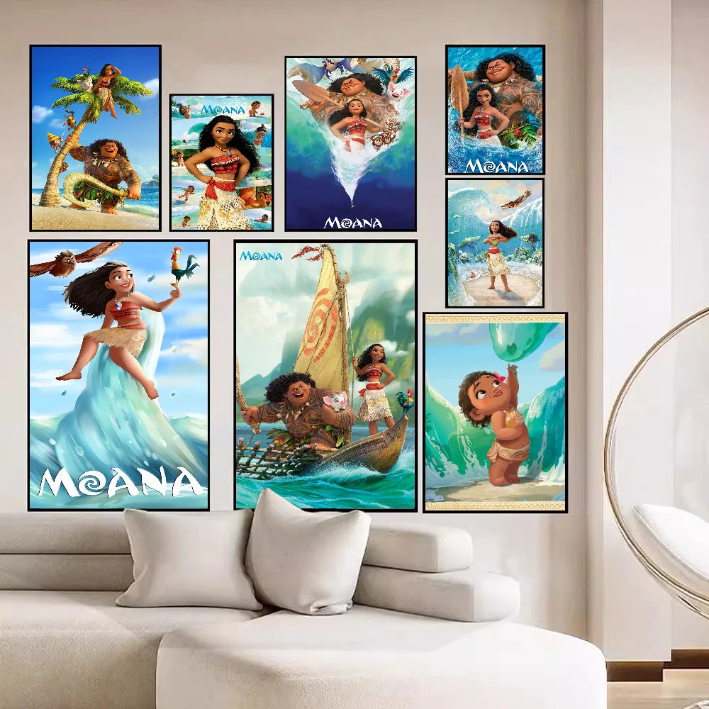Cartoon Movie M-Moana Anime Posters Sticky Whitepaper Prints Posters Artwork Kawaii Room Decor