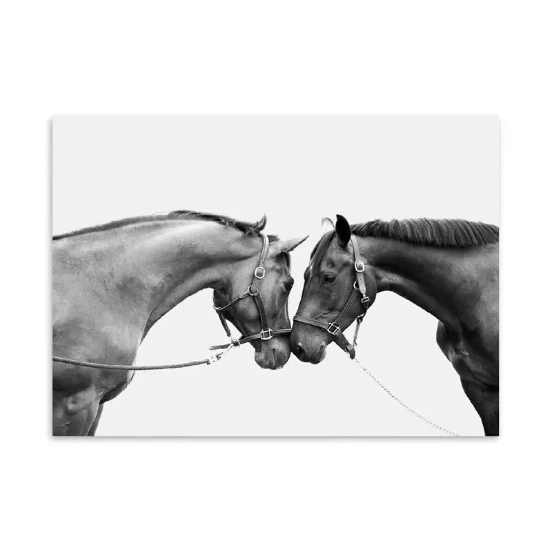 Horse Black and White Photo Poster, Rustic Farm Wall Art, Animal Prints, Canvas Painting Picture, Ideal for Home Room Wall Decor