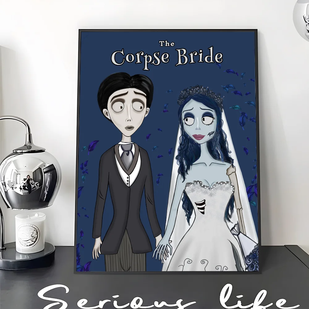 C-Corpse Bride Cartoon Movie Sticky Posters Retro Kraft Paper Sticker DIY Room Bar Cafe Aesthetic Art Wall Painting