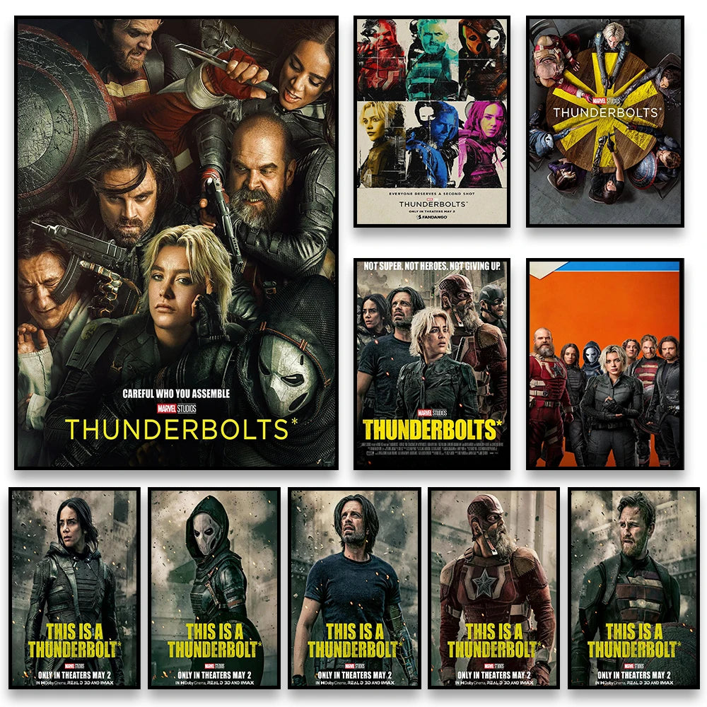 Thunderbolts (2025) Movie Canvas Poster Marvel Superhero Art Mural Home Wall Decoration Gift Frameless