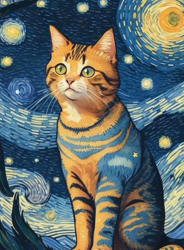 DIY Full Diamond Painting Cat under the stars Mosaic Adult Dot diamond cross stitch set living room bedroom decorative painting