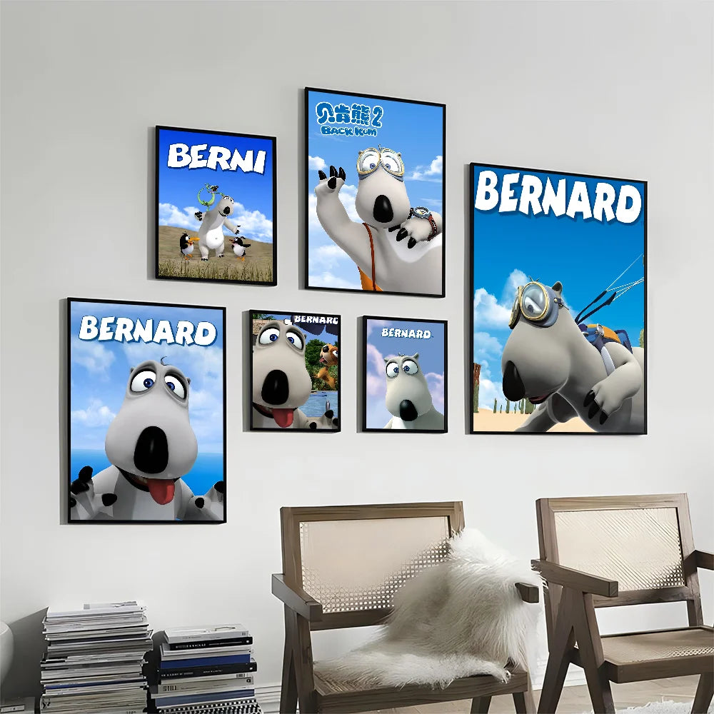 Bernard Bear Movie Sticky Posters Vintage Room Home Bar Cafe Decor Room Wall Decor
