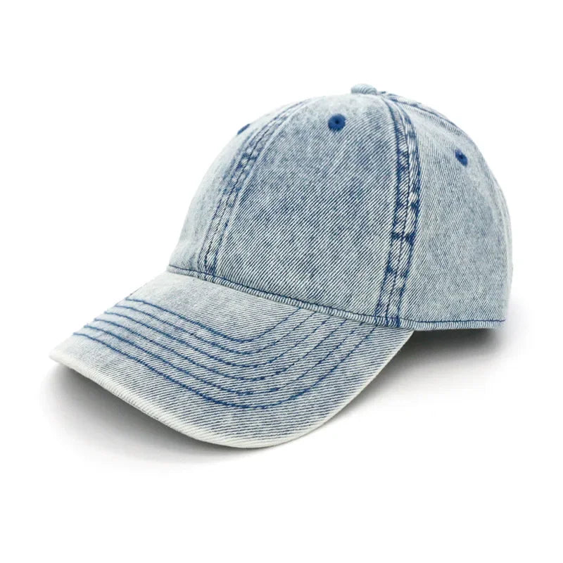 MAXSITIU Four Seasons Solid washed denim baseball caps for men vintage distressed hip-hop hats women spring summer peaked cap