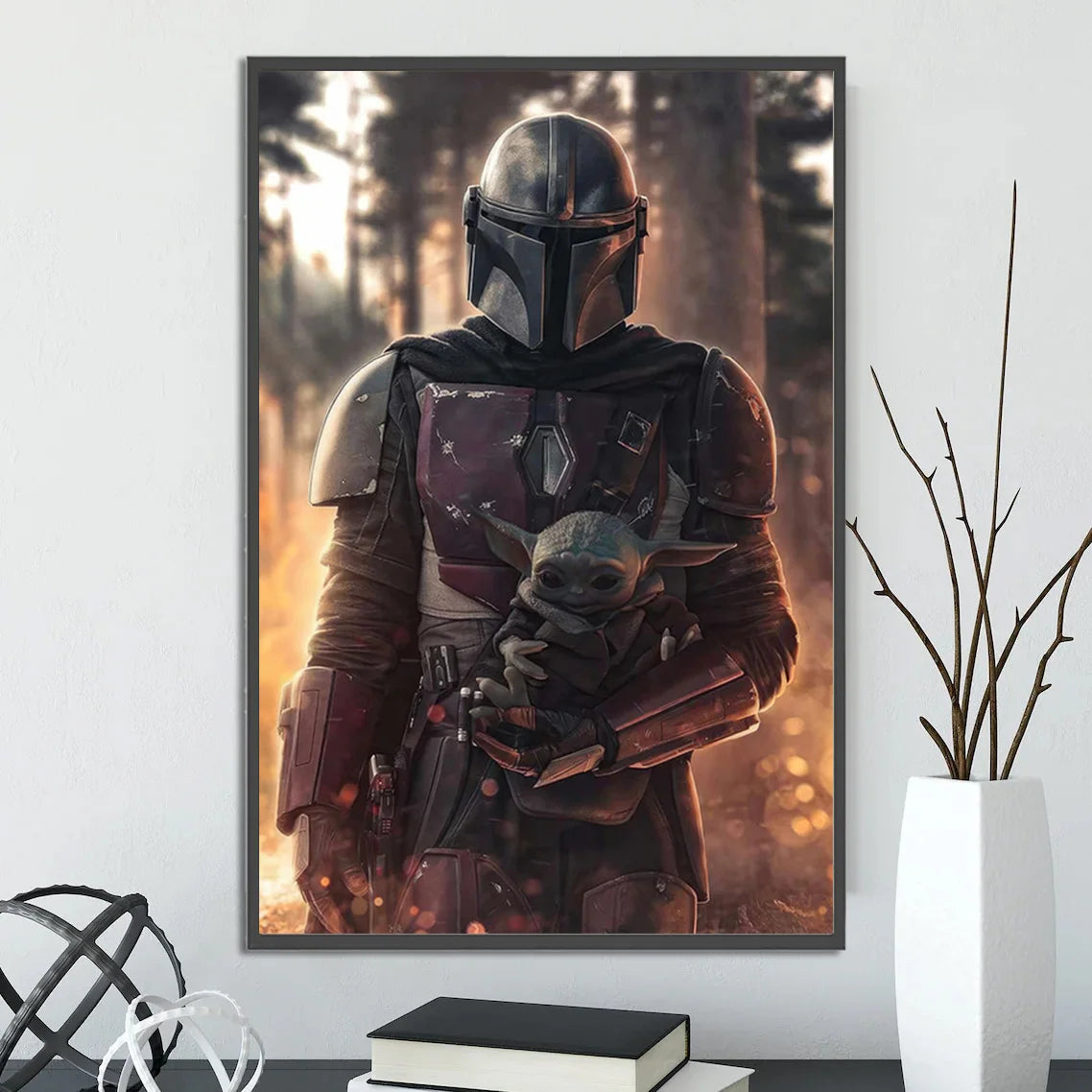 Star Wars Mandalorian Self-adhesive Poster Figures Home Decoration Painting Wall Art Computer Room Decor Kid Gift Yoda Wallpaper