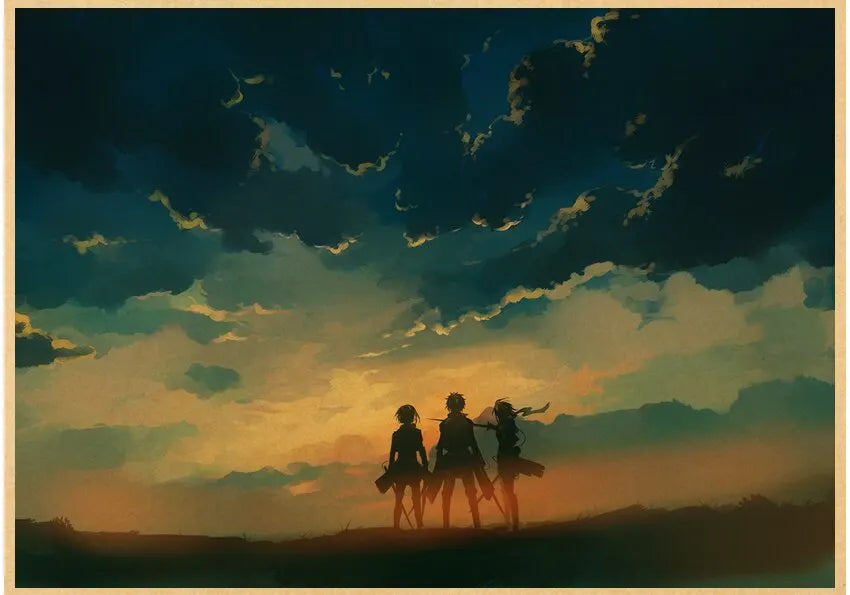 High Quality Vintage Japanese Anime Attack on Titan Retro Poster  Shingeki No Kyojin Kraft Paper Art Print Wall Sticker for Home