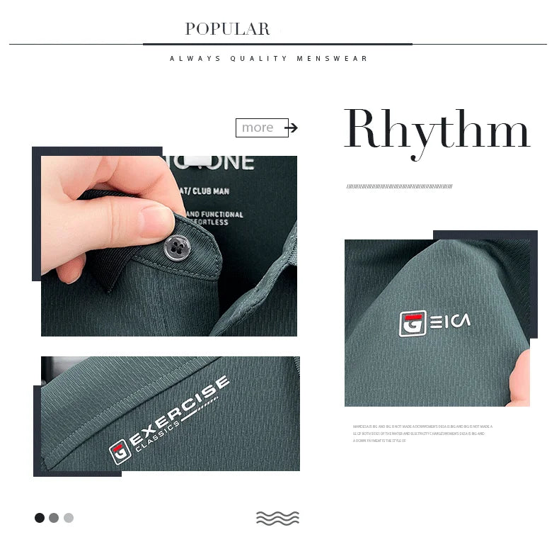 Luxury fashion men's short sleeve polo shirt summer new trend brand symbol embossed silky smooth loose breathable lapel T-shirt