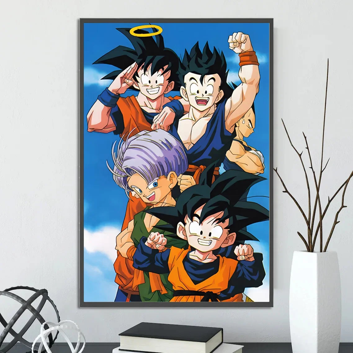 Dragon Ball Self-adhesive Poster Super Saiyan Goku Anime Wallpapr Vegeta Home Decoration Painting Wall Art Kid Birthday Gift