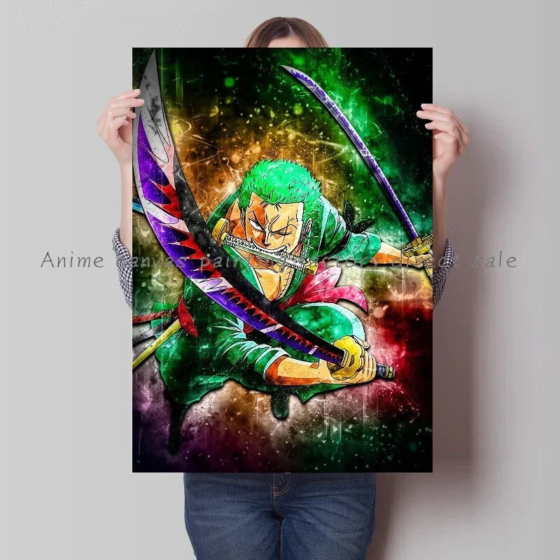 Japan Bandai Retro Anime Surrounding One Piece Luffy Art Canvas Painting Posters Print Mural Home Wall Aesthetic Room Decor