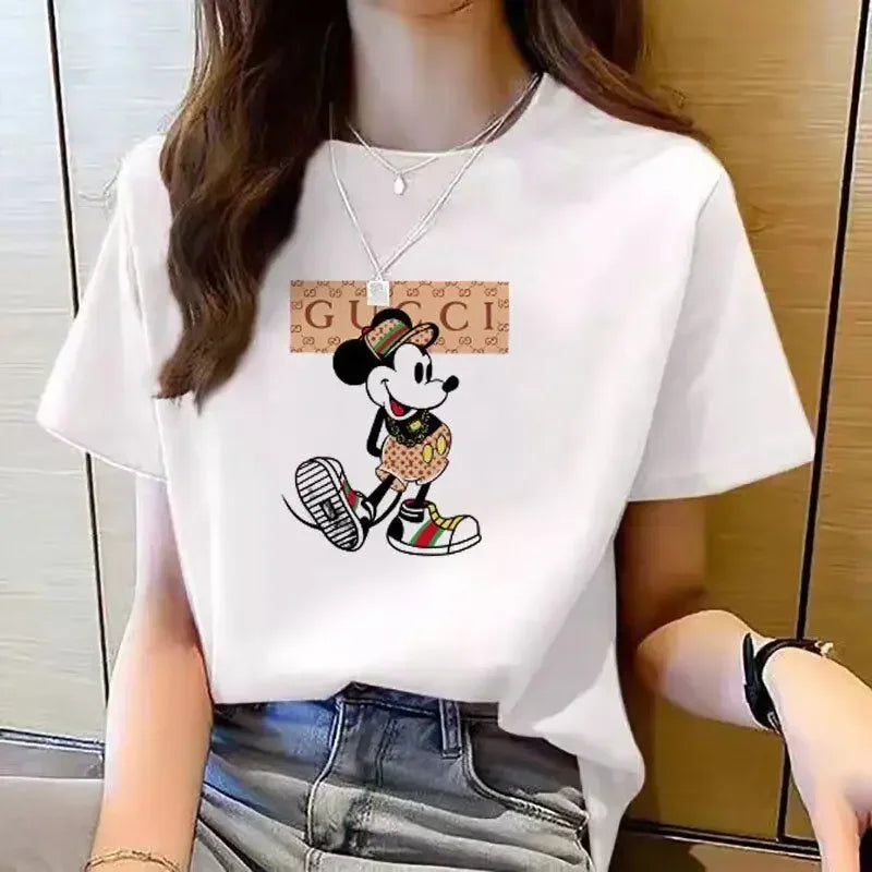 White Women's T-shirt Spring Summer Loose Fit Crew Neck Short Sleeve Base Shirt Inner Wear Versatile Stylish Base Layer Top