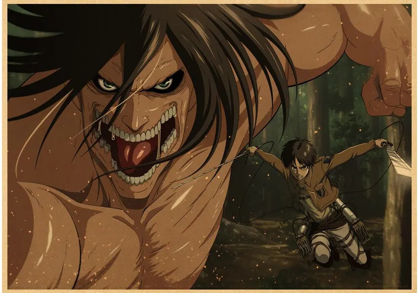High Quality Vintage Japanese Anime Attack on Titan Retro Poster  Shingeki No Kyojin Kraft Paper Art Print Wall Sticker for Home