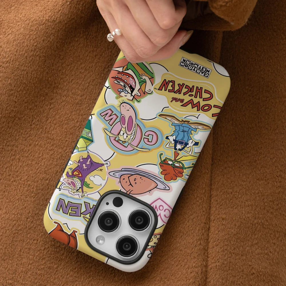 Cartoon Cow Chicken Sticker Phone Case Phone Case Film shell For iPhone 16 15 14 13 12 11 Pro Max Plus