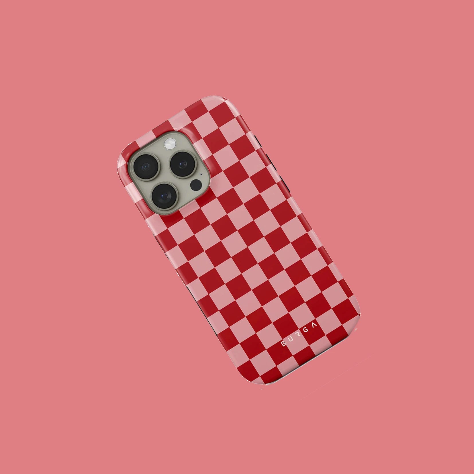 Red Plaid BURGA Phone Case for iPhone 16 15 14 13 12 11 X XS XR XSMAX 7 8 Pro Max Plus Luxury Double-layer Back Cover