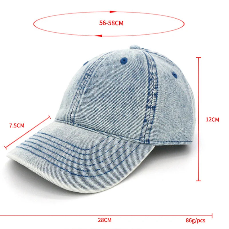 MAXSITIU Four Seasons Solid washed denim baseball caps for men vintage distressed hip-hop hats women spring summer peaked cap