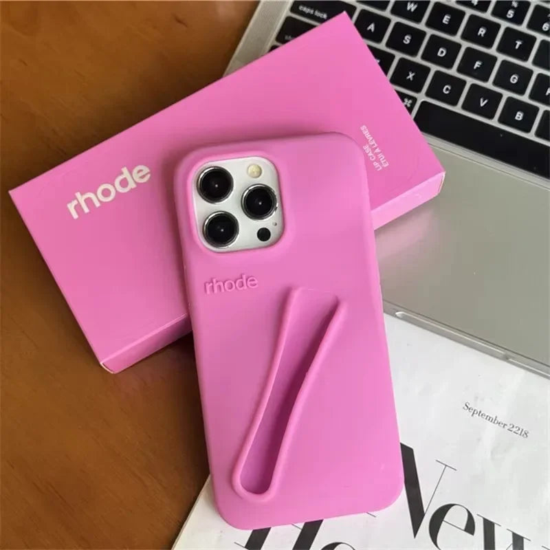 Lipstick Soft Silicone DIY Rhode Phone Case For iPhone 16 15 14 13 12 11 Pro Max Plus Portable Lip Gloss Holder Ins Hot Cover