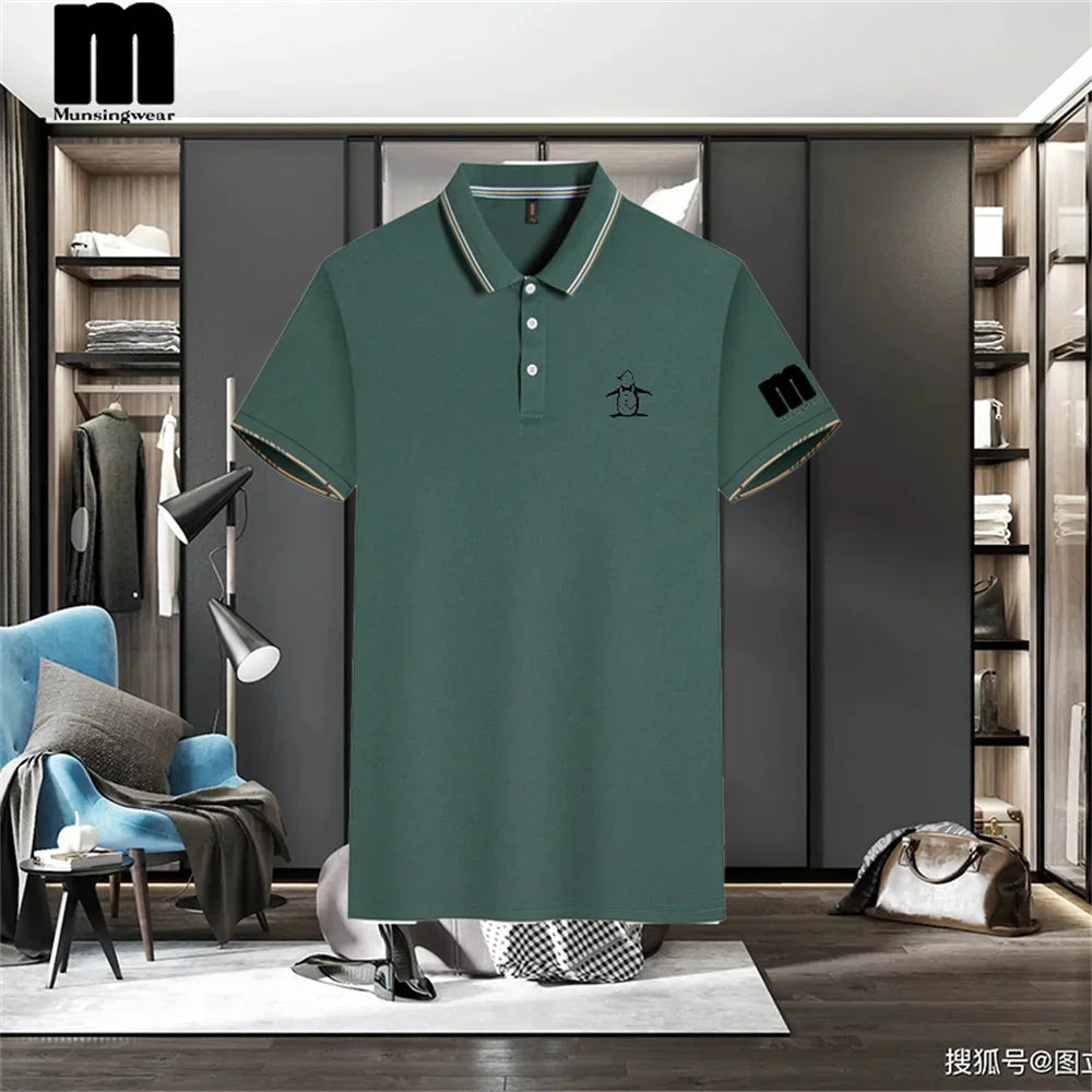 Summer Men's Polo Shirt Short Sleeve Collar Button T-shirt Men's Casual Fashion Street Wear Lightweight Jogging Top
